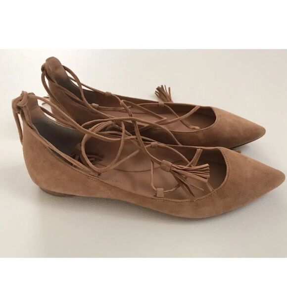 Women Sigerson Morrison Suede Closed Toe Flat Lacing Leather MSRP $275 Size 6 - Picture 6 of 7